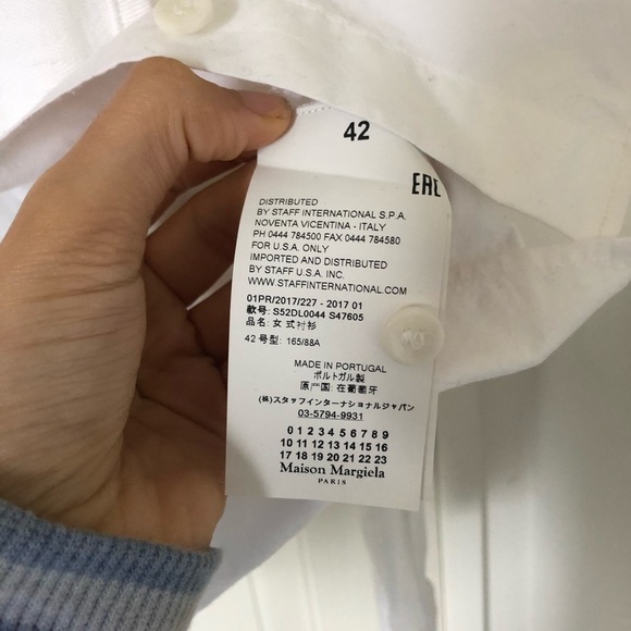 MM6 Maison Martin Margiela White Tie Collar Shirt - Picture 6 of 10